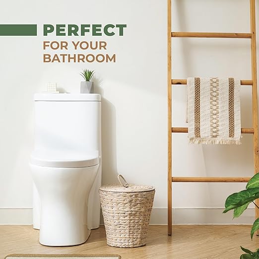 3 Gallons White Wicker Trash Can with Lid and Liner