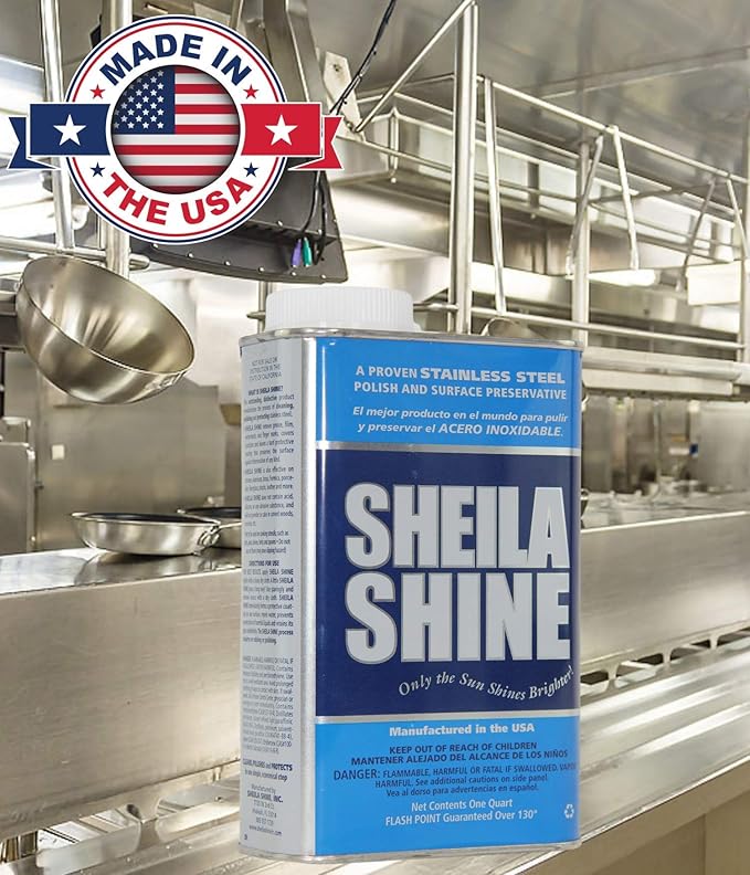 Sheila Shine 1 Quart Stainless Steel Cleaner and Polish w/Microfiber Cloth - Cleans Polishes &amp Protects Kitchen Appliances Refrigerators Sinks Ovens &amp Grills - Streak Free Stainless Sink C