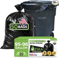 Veska 95-96 Gallon Trash Bags Heavy Duty (Huge 50 Bags W/Ties) 95-96 Gallon Trash Bags Large Black Heavy Duty Can Liners Large 90-100 Gallon Garbage Can Liners