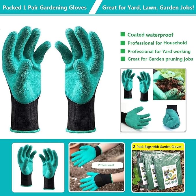 Professional 3-Pack 80 Gallons Lawn Garden Bags (D26H33 inch) Reusable Yard Waste Bags with Gardening Gloves for Leaf BagGarden PruningPatio Trash ContainerLawn WeedsGrass Clippings Bag 4 Handles