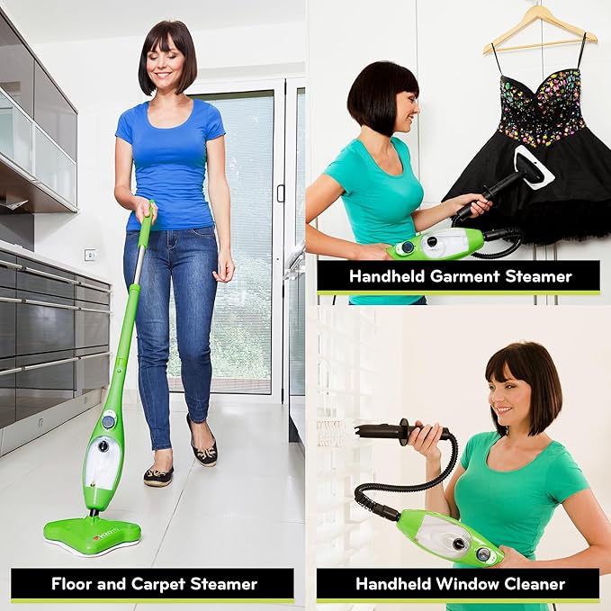 H2O X5 Dual Blast Steam Mop &amp Handheld Steam Cleaner | 5-in-1 Floor Steamer | Forward-Blast Mop Head for Edges &amp Tough Messes | Hardwood Tile &amp Laminate Cleaner