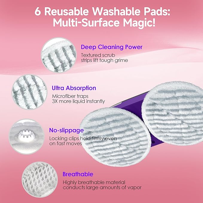 Scrub &amp Steam Mop with Rotating Mop Pads 4 Cleaning Modes &amp LED Headlights 6 Scrub Pads Large Tank Swivel Steering All-in-One Hard Floor Cleaner