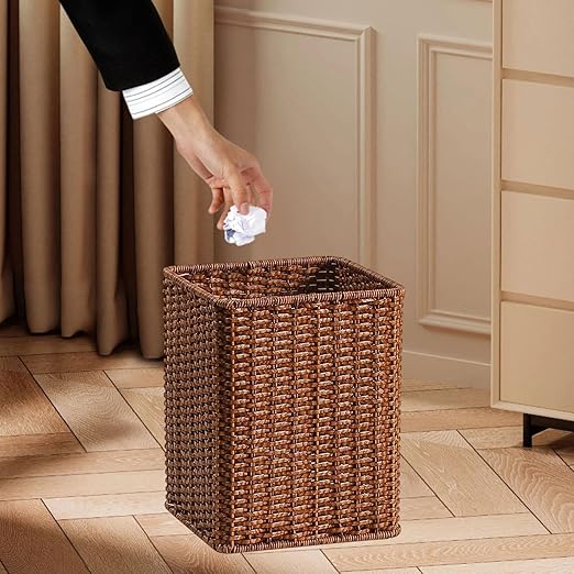 Trash Can Open Top Garbage Can Space Saving Large Capacity Ornament Wastebasket Waste Basket for Office Living Room Kitchen