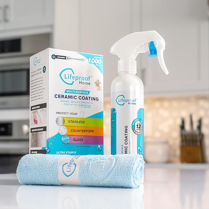 Lifeproof Ceramic Coating Spray Kit - Shine Seal &amp Protect Kitchen &amp Bath Surfaces Repels Stains &amp Grime