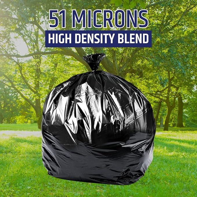 BAG UP Solutions Stronghold Trash Bags Garbage Bags Bin Liners Heavy Duty Contractor Bags Made From Recycled Plastic 55-60 Gallons 34 x 54 Inches 40 Bags Black