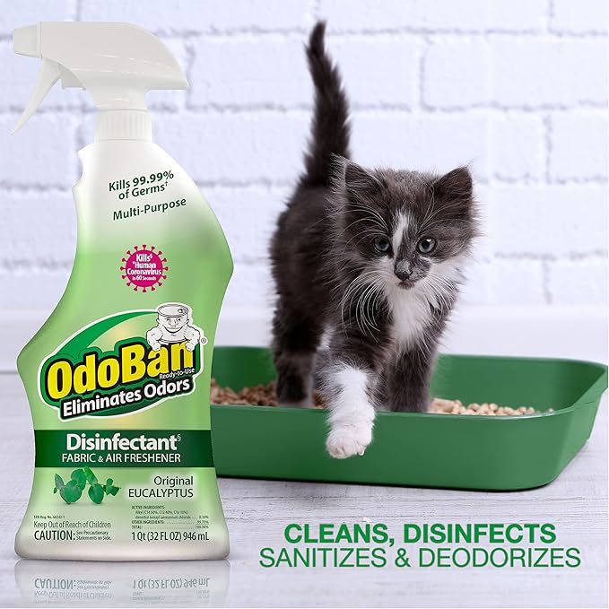 OdoBan Ready-to-Use Disinfectant and Odor Eliminator Set of 3 Spray Bottles Made in the USA Original Eucalyptus and Lavender Scents 32 Ounces Each
