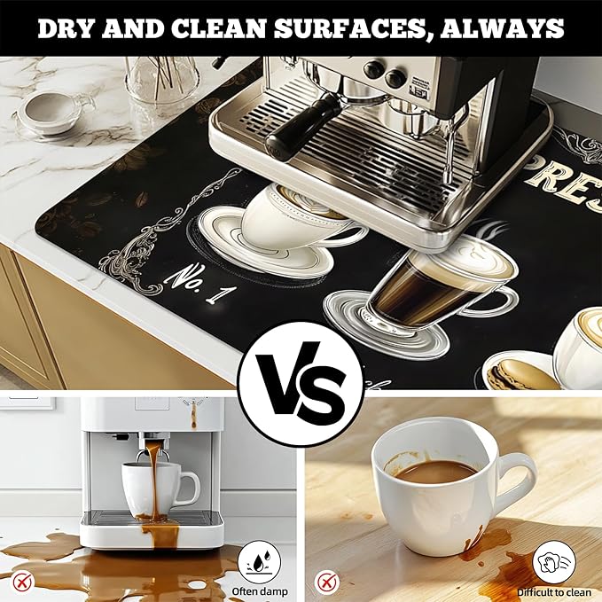 Dish Drying Mat Large Coffee Mat Absorbent Drying Mat for Kitchen Counter Coffee Bar Accessories 32x 17 (6 32Lx17W)