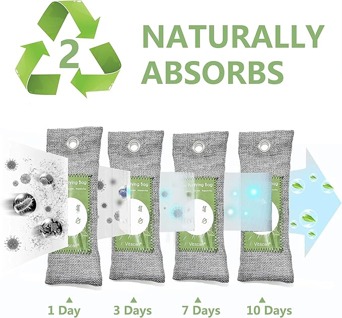 24 Pack Bamboo Charcoal Air Purifying Bag Activated Charcoal Bags Odor Absorber Moisture Absorber Natural Car Air Freshener Shoe Deodorizer Odor Eliminators For Home Pet Closet