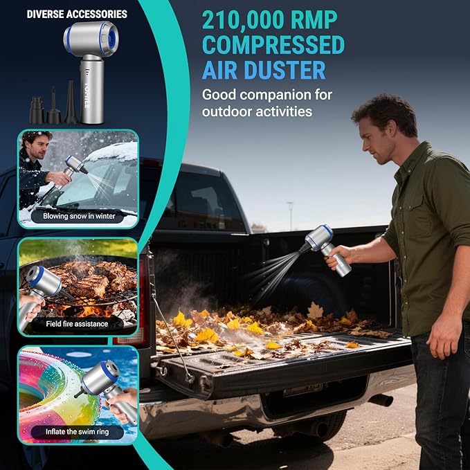 Mini Vacuum Cleaner 2 in 1 25000PA Brushless Car Vacuum &amp210000RPM Air Duster 9000mAh Battery Air Blower Wireless Handheld Vacuum for CarOffice and Home
