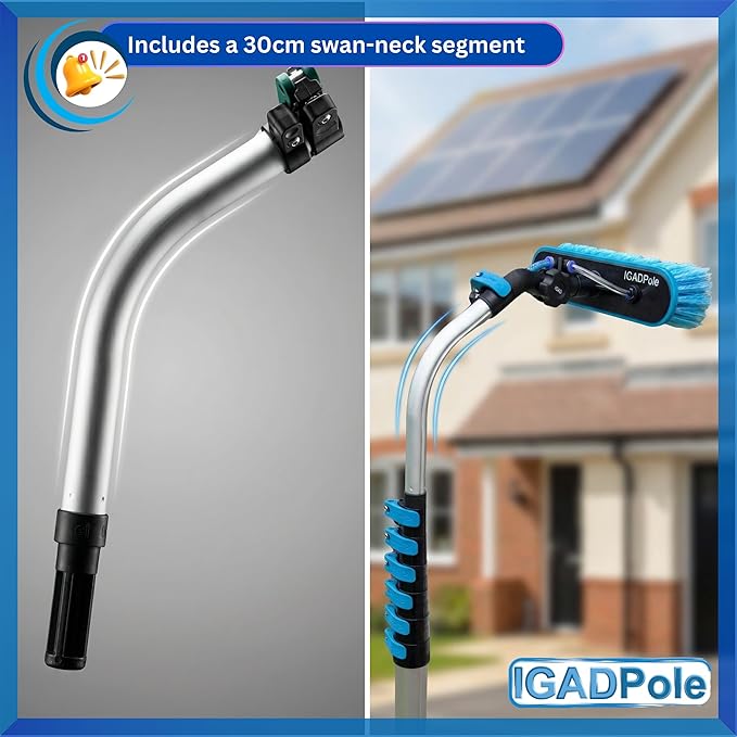 IGADPole 28 FT Water-Fed Washing Kit with Soap-Dispenser Brush 10″ Squeegee &amp Cobweb Duster for Windows Gutters Solar Panels &amp Exterior Walls