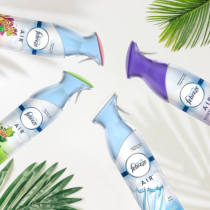 Febreze Air Freshener Odor Eliminator Spray Assorted Scent Febreze &amp Bathroom Deodorizer Original Island Fresh Linen Sky &amp Lavender 4 Pack