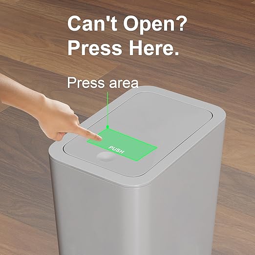 N. NETDOT Bathroom Trash Can with Lid 3 Pack Set 2 Packs 4 Gal Slim Kitchen Trash Can and 1 Pack 2.6Gal Garbage Can Small Trash Bin/Waste Basket for Bedroom (Grey Pack of 3)
