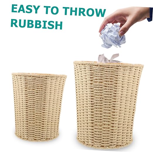VOSAREA Rattan Woven Storage Basket Wastebasket Sundries Basket Pastoral Style Random Style