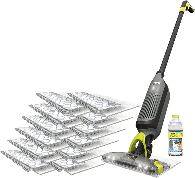 Shark VM252P10 VACMOP Pro Cordless Hard Floor Vacuum Mop with LED Headlights 12 Disposable Pads &amp 12 oz. Cleaning Solution Charcoal Gray