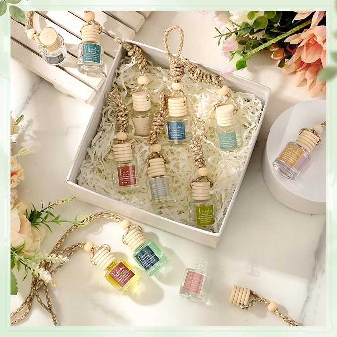 36 Pcs Employee Appreciation Gifts Bulk Empty Glass Essential Oil Diffuser Car Air Freshener Diffuser Hanging Ornament for Coworkers Office Staff