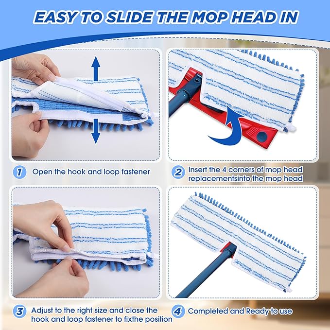 Chengu 24 Pieces Microfiber Flip Mop Refills Replacement Heads Double Sided Cleaning Pads Machine Washable Mop for Dry and Wet Kitchen Home Use