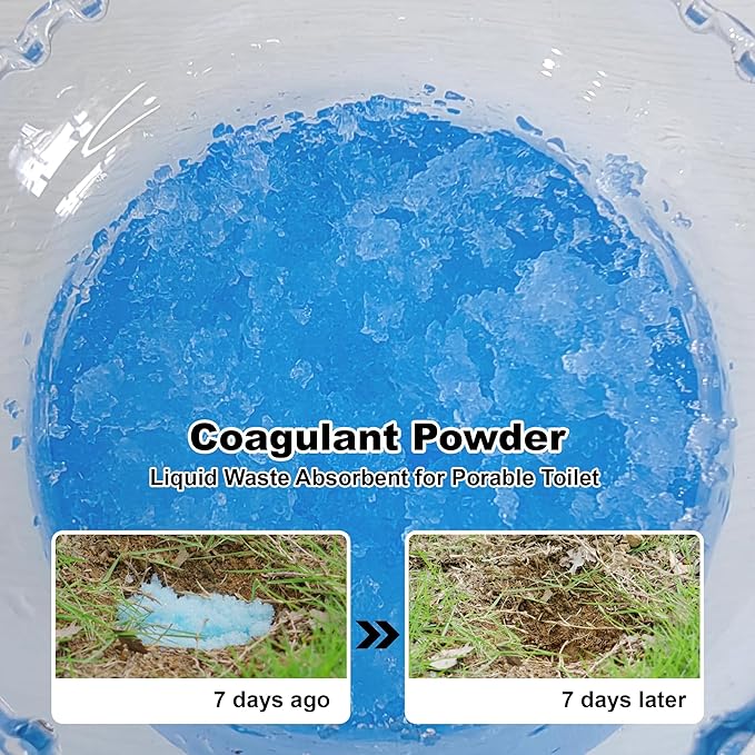 Super Absorbent Polymer 30 PacksPortable &amp Fast-Absorbing Camp Toilet Chemicals Gel with 5 Gallon Bucket Toilet Luggable Drawstring Bag Emergency Toilet Bag&ampPotty Gel
