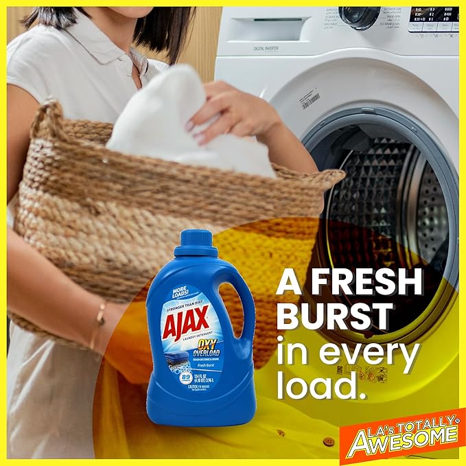 SOILOVE 1 Gallon Laundry Stain Remover &amp Ajax 134oz Oxy Overload Liquid Laundry Detergent – Ultimate Stain-Fighting &amp Freshness Duo for Tough Stains &amp Clean Clothes