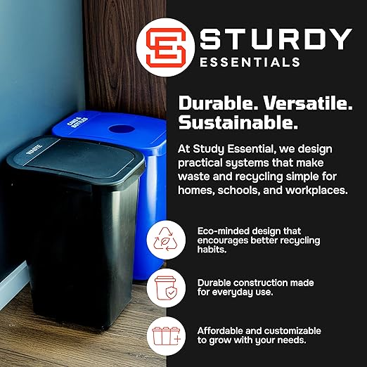 City Box 10 Gallon Four Bin Station for Trash and Recycling with Lids for Residential Business and Commercial Recycling - NYC Compliant (Four Bin Cans Paper Organics Waste)