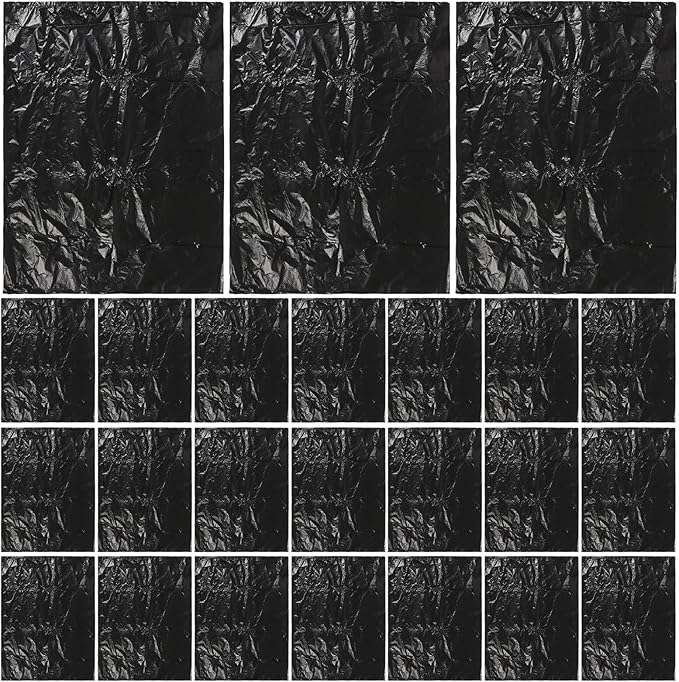 Baluue Black Garbage Bags 25pcs 90x110cm Thick 2.5 Mil Kitchen Trash Bags for Bathroom Bedroom and Office Use