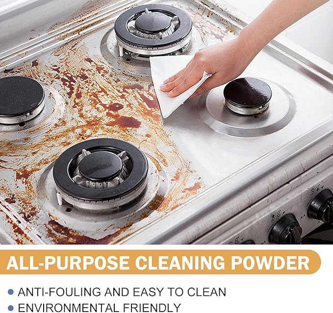Multi-Functional Cleaning Powder - Rust Removal Grease Cleaning For Kitchenware Stove &amp Range Hood - Anti-Stain Eco-Friendly &amp Easy To Use(3PCS)