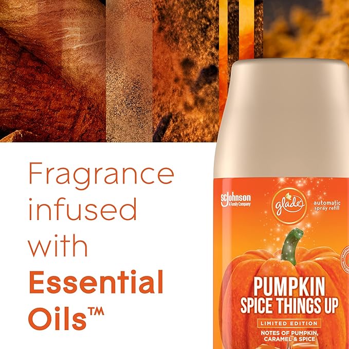 Glade Automatic Spray Refill Air Freshener for Home and Bathroom Pumpkin Spice Things Up 6.2 Oz 2 Count