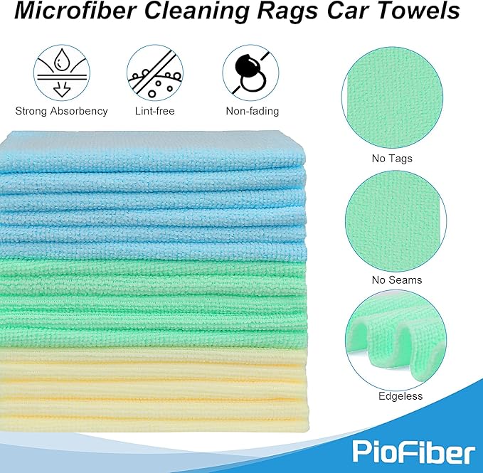 Shop Towels – 150 Pack Edgeless Microfiber Cleaning Cloths Reusable Lint-Free Towels for Garage Car Detailing Kitchen &amp Glass – Ultra Absorbent Quick Dry Rags 12x12