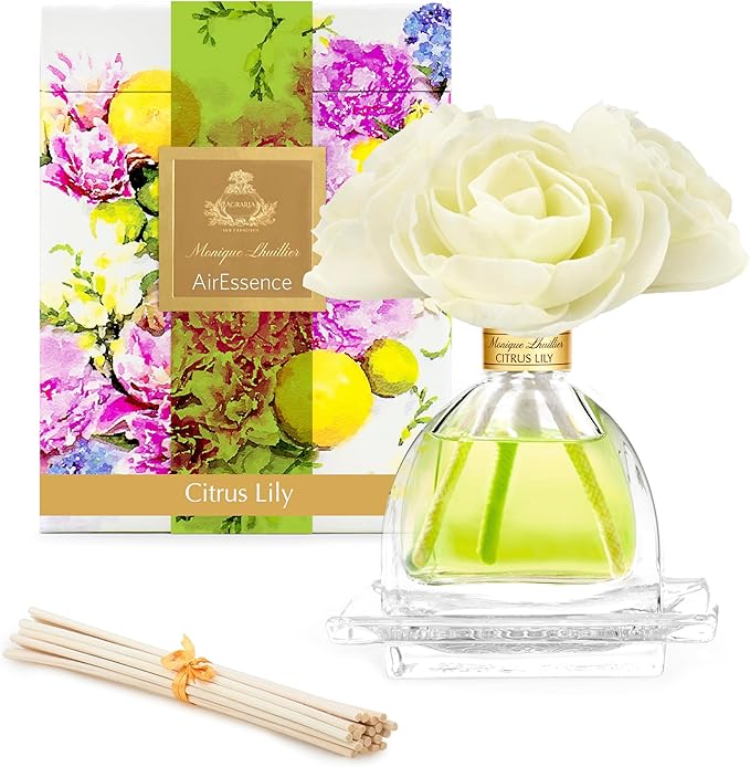 AGRARIA AirEssence Flower and Reed Diffuser Set Handmade Sola Flower Botanical Home Fragrance Set Scented Oil Reed Diffuser Gift for All Occasions