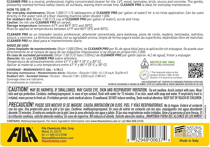 FILA Surface Care solutions CLEANER PRO Neutral All Surface Cleaner 1 Gallon