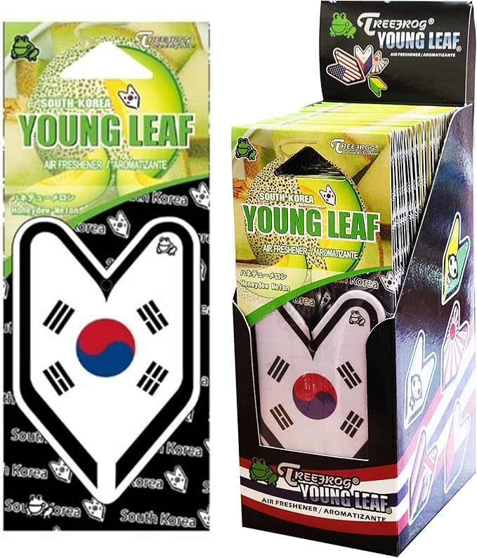 Treefrog Young Leaf Fresh Honeydew Melon scent 24-Pack (1-Box) South Korea Flag Car Hanging Air Freshener