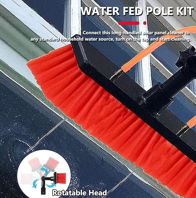 Water Fed Pole Kit &amp Outdoor Window Cleaner 5-12m Photovoltaic Panel Cleaning Tool Suitable for Cleaner Conservatory Roof Photovoltaic Panel Cleaning55cmHeadGold-11m/36.09in