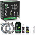 Excelsior Pür Ultimate Starter Kit 7.5X Concentrated Laundry Detergent (79 Loads) Enzyme Stain Remover Washer Cleaner Stainless Steel Washer Hoses Water Leak Detector Fresh Scent