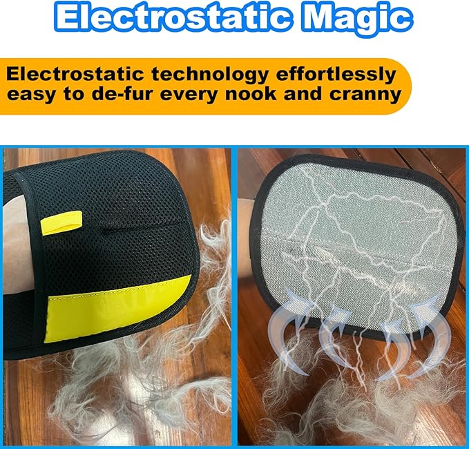 Pet Hair Removal Gloves for Cats Dogs Upgraded Electrostatic Reusable Magic Cat Dog Fur Brush Effortless Pet Hair Remover Mitt Tool for Furniture Carpet Clothes Couch (2pcs-Black)