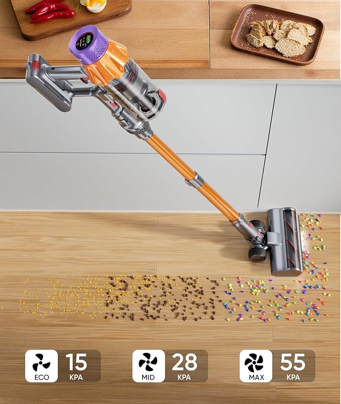 Cordless Vacuum Cleaner 650W 55KPA 70Mins Vacuum Cleaners for HomeStick Vacuum with Self-Standing Wall Mount Dock 3.3Ft HoseAromatherapy Household Vacuum for Pet Hair/Carpets/Hardwood（X7A Pro）