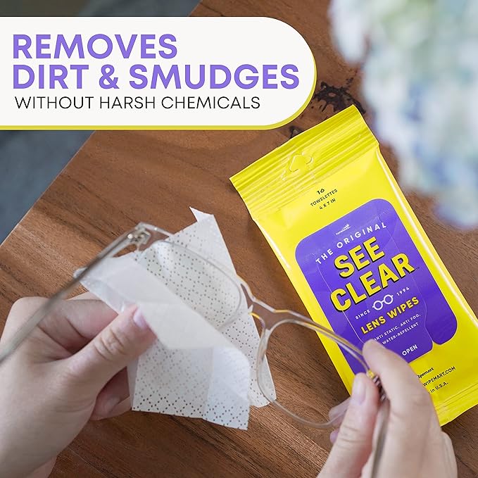 See Clear Original Lens Cleaning Wipes - Pre-Moistened Eyeglass &amp Screen Cleaning Cloth Towelettes - Streak Free Scratch Free Lens &amp Electronic Screen Cleaner - 12 Resealable Packs of 16 (192