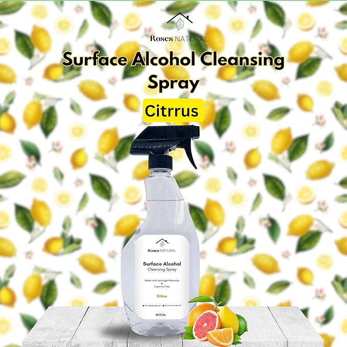 Surface Alcohol Cleansing Spray 20 Fl Oz Citrus Essential Oil 70% Ethyl Alcohol (Citrus)