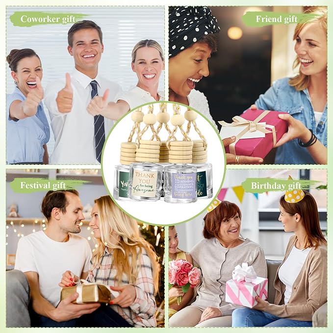 50 Pcs Employee Appreciation Gifts Bulk Empty Glass Car Air Freshener Hanging Diffuser Thank You Gifts for Employee Nurse Staff Dietician Social Worker Volunteer