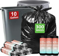 6-10 Gallon Trash Bags 300 Count with 4 Innovative Flap Ties Compatible with Rubbermaid Brute 10 Gallon Trash Can &amp Fit All 6-11 Gallon Trash Can | Tear &amp Leak Resistant