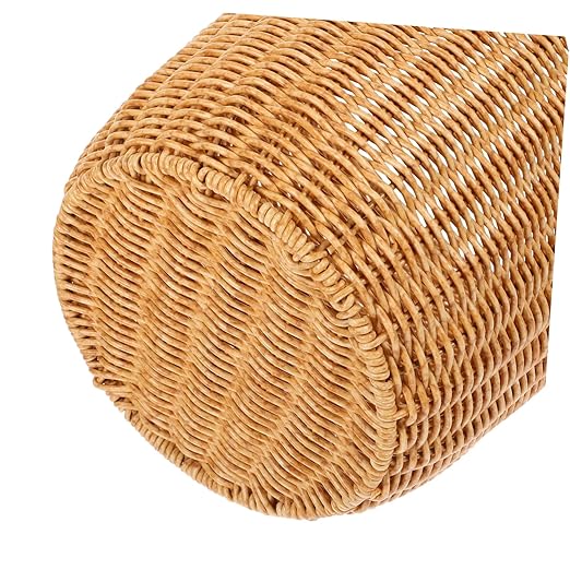 Imitation Rattan Woven Trash Can Medium Size Household Wastebasket Stylish Storage Basket for Home Office and Bathroom