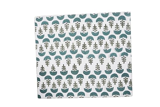 Generic 3.3 Gallon Cotton Hand Block Printed Paper Waste Basket |Small Decorative Trash Can for Housewarming Gifts in Living Room Bedroom Bathroom | Eco-Friendly Plastic-Free (1 GREEN WHITE)