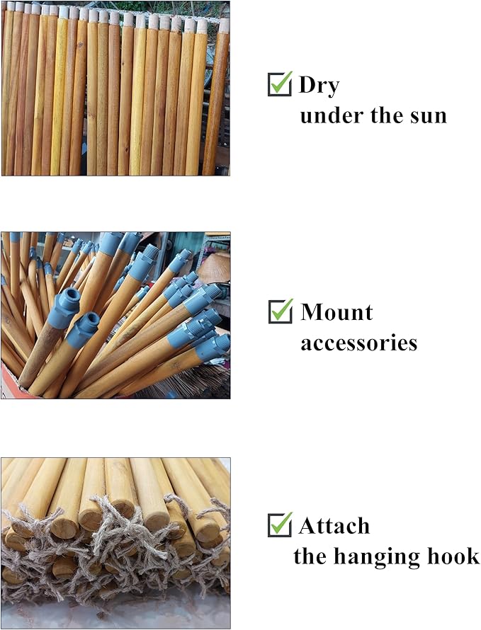 Coconut Broom - 55 Inches Length Heavy Duty Broom for Sweeping Patio Garden House Garage and Other Outdoor Spaces.