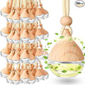 Rtteri 100 Pcs Hanging Car Air Freshener Diffuser Bottles Empty Glass Perfume Diffuser Vials Refillable Oil Aromatherapy Pendant with Wooden Caps and Hanging String for Car Home Office Decor(Drop)