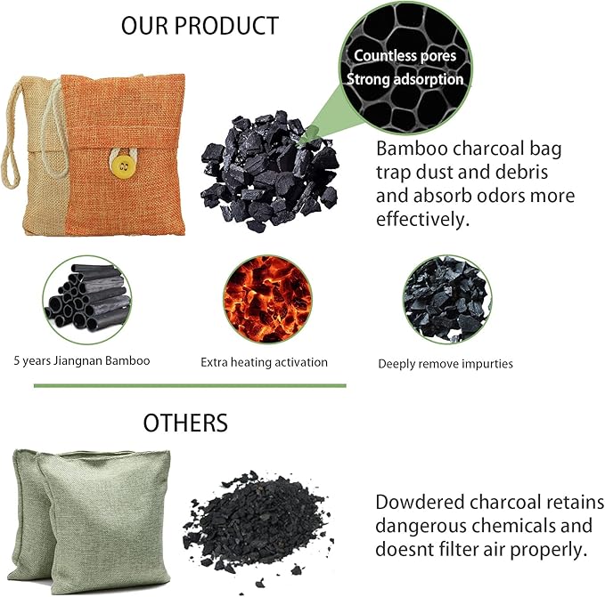 Charcoal Bags Odor Absorber (10x100g+4x200g) Activated Bamboo Charcoal Air Purifying Bags Charcoal Odor Eliminating Bags for Home &amp Car Shoes Closet Pet -14 PACK