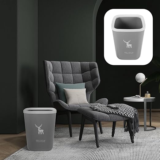 Garneck Gray No Lid Trash Can for Bedroom Bathroom Office Compact Wastebasket with Stable Structure Wear-Resistant Garbage Container for Home Kitchen Hotel Use