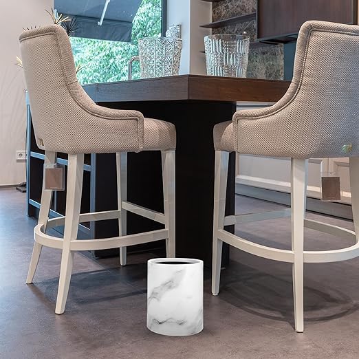 Marbling Trash Can 8l Double Layer Wastebasket Plastic Garbage Bin for Bathroom Kitchen Office Home Use