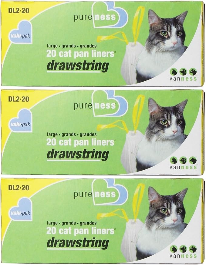 Pureness Large Drawstring Valu-Pak Cat Pan Liners 20 Count (Pack of 3)