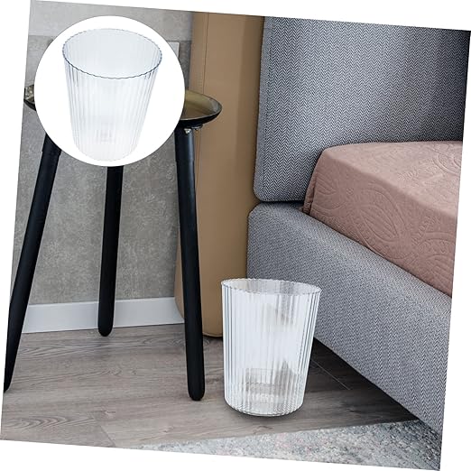 Luxshiny Transparent Capacity Garbage Can Simple Style Kitchen Trash Container for Home Bedroom and Office Use Eco-Friendly and Washable Waste Basket Small