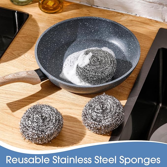 Roshtia 72 Pcs Stainless Steel Scrubber Bulk Large Steel Wool Scrubber 50 Gram Stainless Scourers Sponges Scouring Pads for Cleaning Dishes Stoves Pots Pan Cooker Hoods