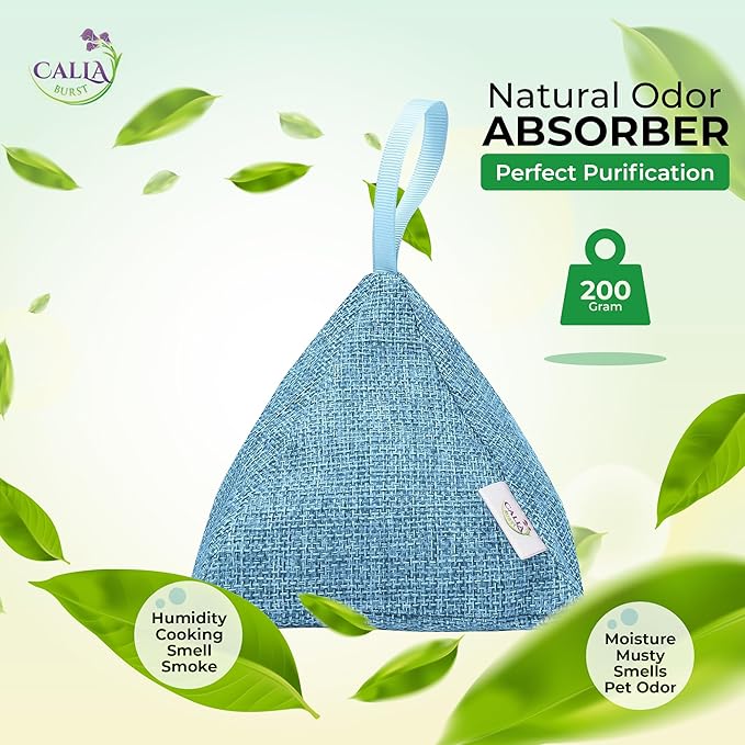 4 Pack Bamboo Charcoal Air Purifier Bags 200 Grams Each - Activated Charcoal Odor Absorber for Car Pets &amp Closet - Natural Freshener for Home Eco-Friendly &amp Reusable Charcoal Bags (Designer