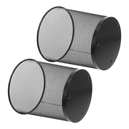 GLEAVI 2pcs Stable Iron Material Round Wastebasket Trash Can for Living Room Storage Holder Black